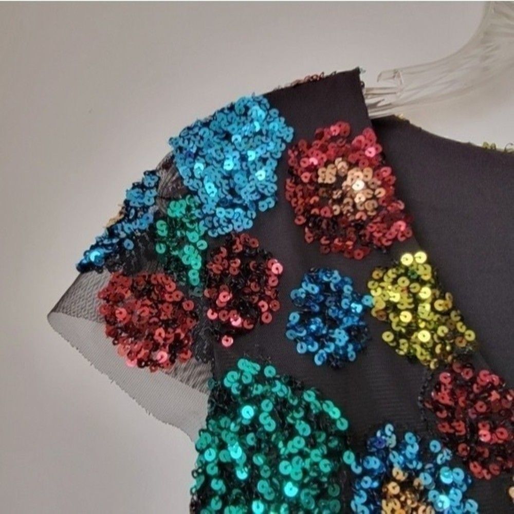 NWT Anthropologie Eva Franco Multicolor Sequined Holiday Party Midi Dress - Picture 11 of 16